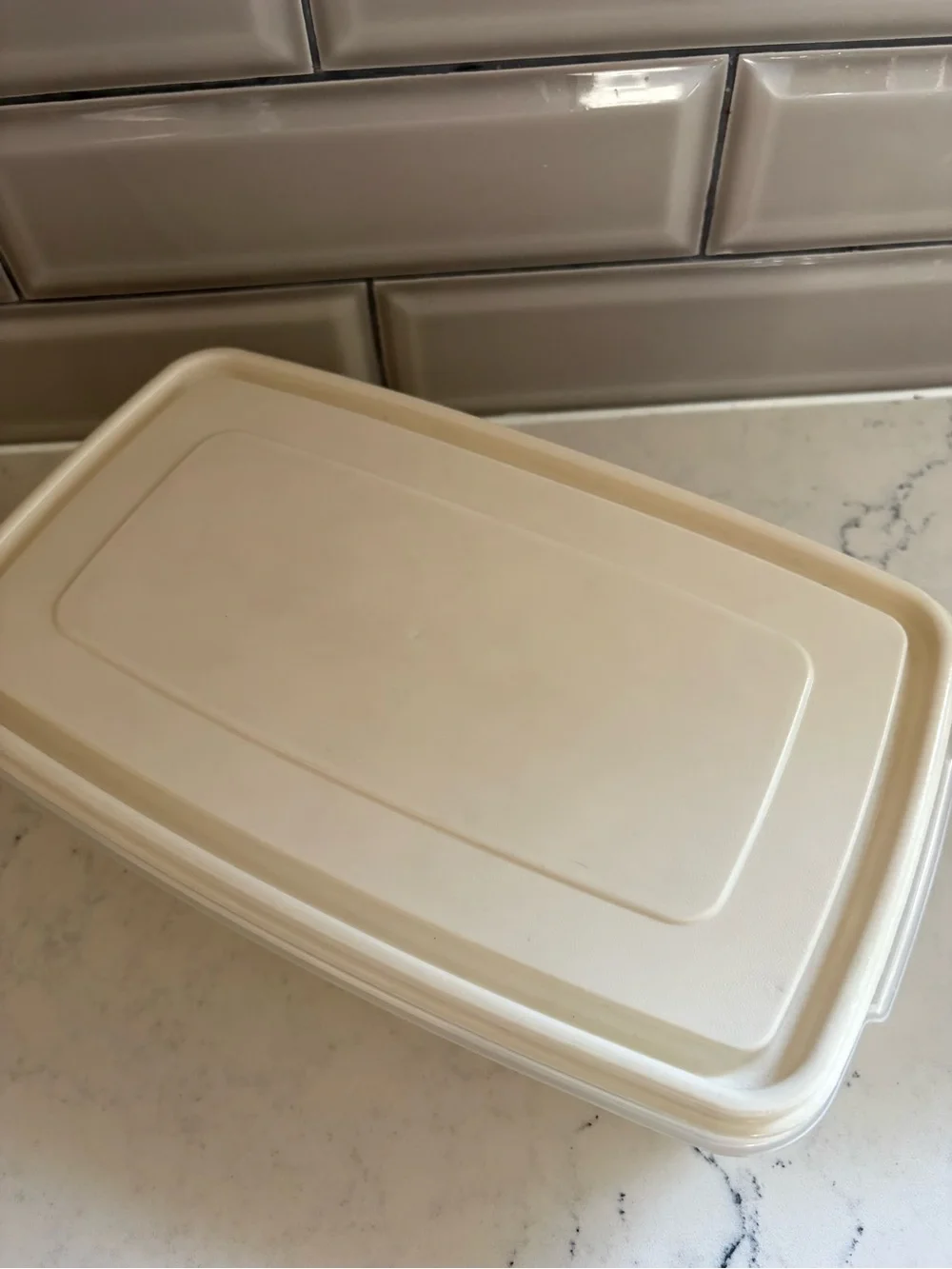 Rubbermaid Servin Saver #6 7 Cup Container Almond Lid Rectangle vintage